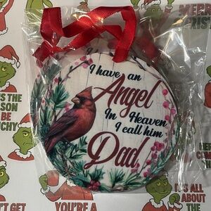 Memorial Ornament with Cardinal and Red Ribbon